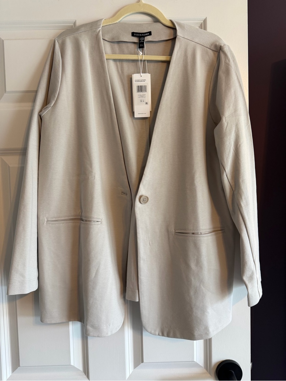 Eileen Fisher Cotton Blend Ponte V-Neck Blazer
